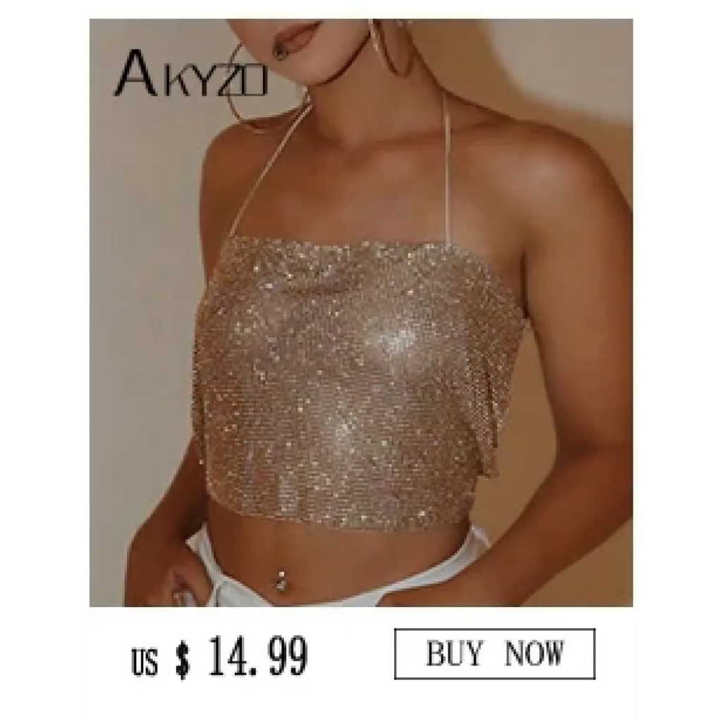 Shiny Harajuku Rhinestone Halter Top