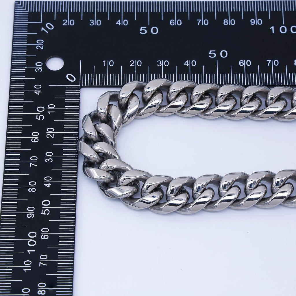 Chunky Stainless Steel Men's Cuban Link Chain Necklace 18.11” Long 8,10,12,14 mm Wide WA-3910