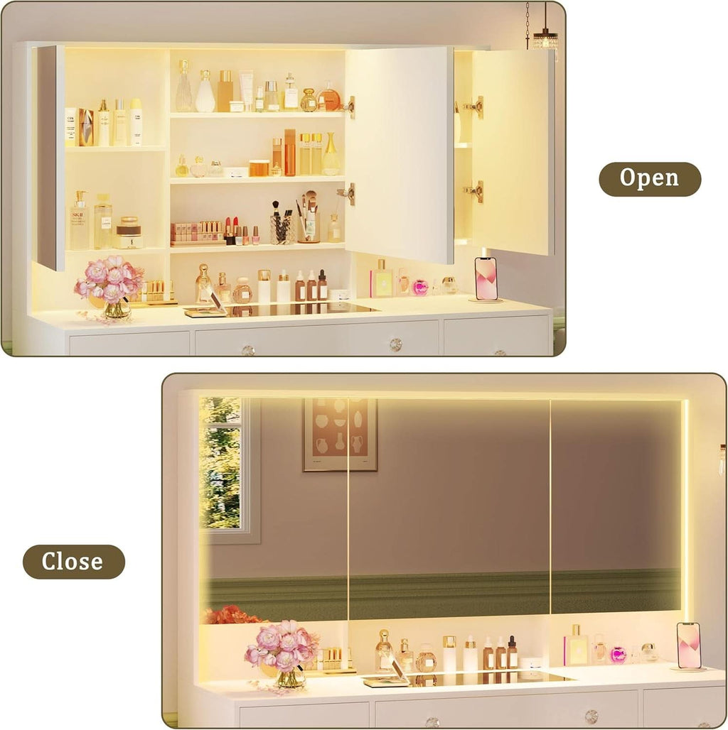 Extra Large Illuminated Vanity Desk with Mirror — 45"