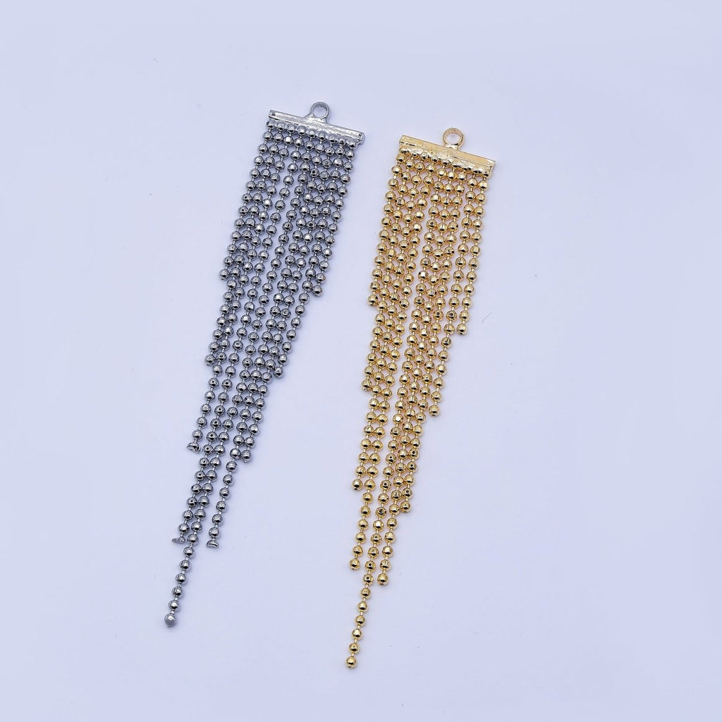 Gold, Silver 62mm Beaded Fringe Tassel Chain Drop Findings | AF1585 AH637