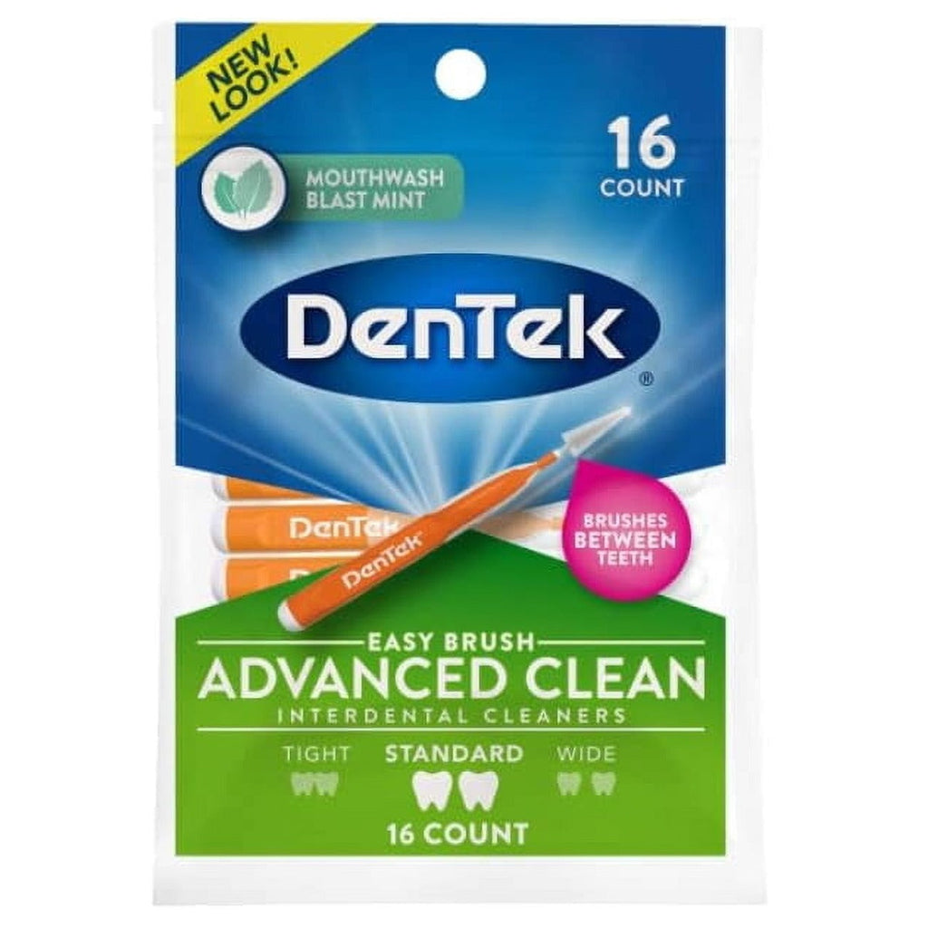 DenTek Easy Brush Advanced Clean Interdental Cleaners – Standard, Mint, 16 Count