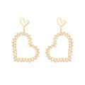 Double Heart CZ Baguette Heart Drop Stud Earrings | Earrings-00611
