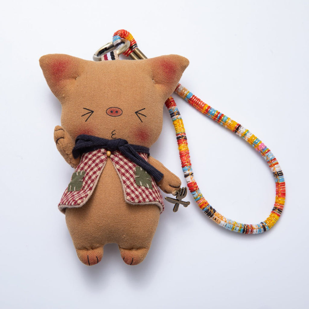 Fabric Plush 300mm Animal Print Pig and Bunny Couple Keychain | WB-00056 - WB-00057