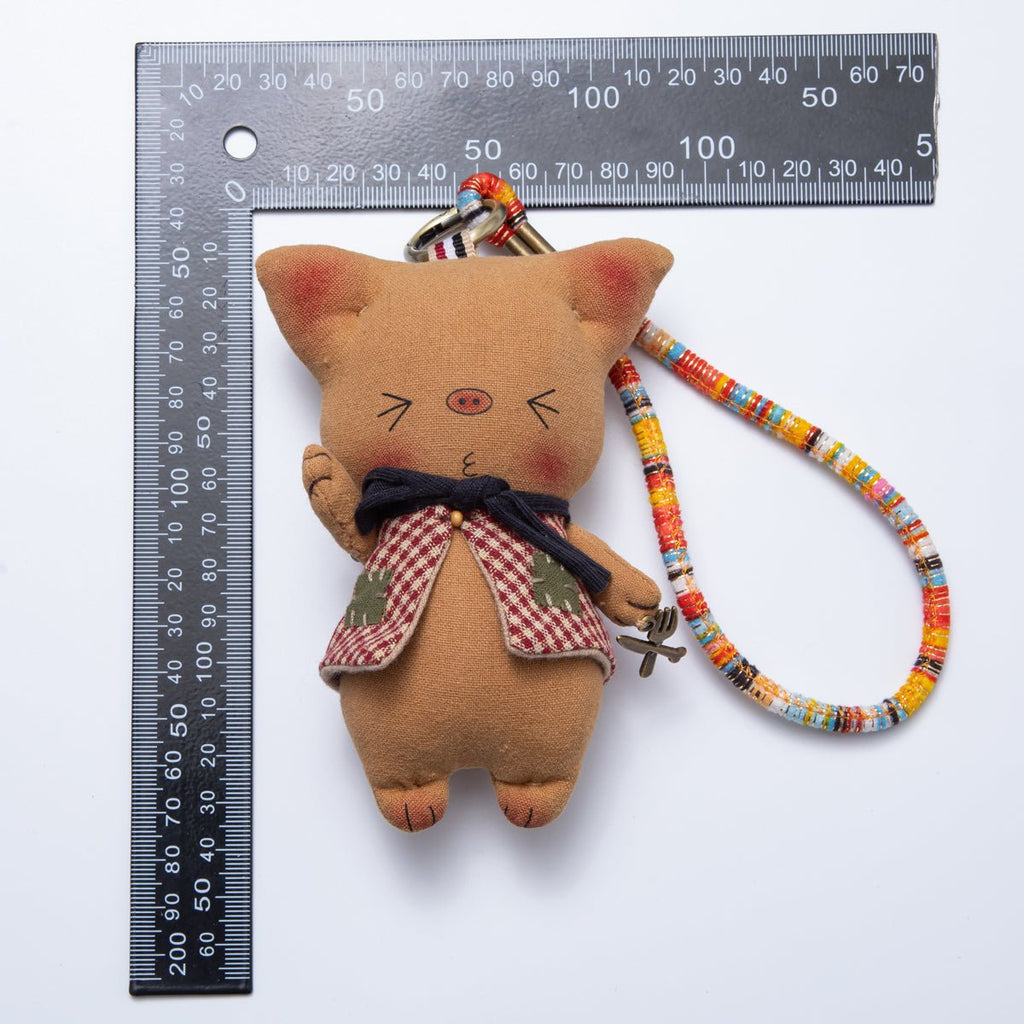Fabric Plush 300mm Animal Print Pig and Bunny Couple Keychain | WB-00056 - WB-00057