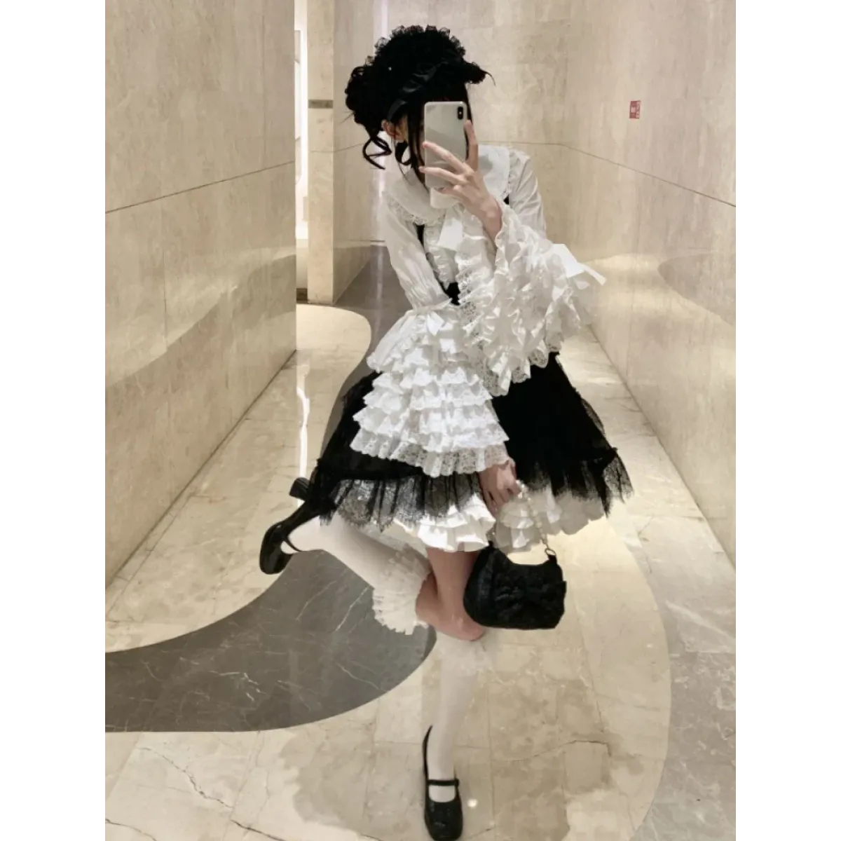 Kawaii Flare Sleeve Bow Blouse