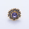 Gold 19mm Dark Rhinestone Round Pin Brooch | BH-054