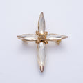 Gold 39mm x 33mm Marquise Rhinestone Tied Cross Pin Brooch | BH-056