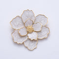Gold 42mm x 34.5mm White Glitter Enamel Flower Pin Brooch | BH-071