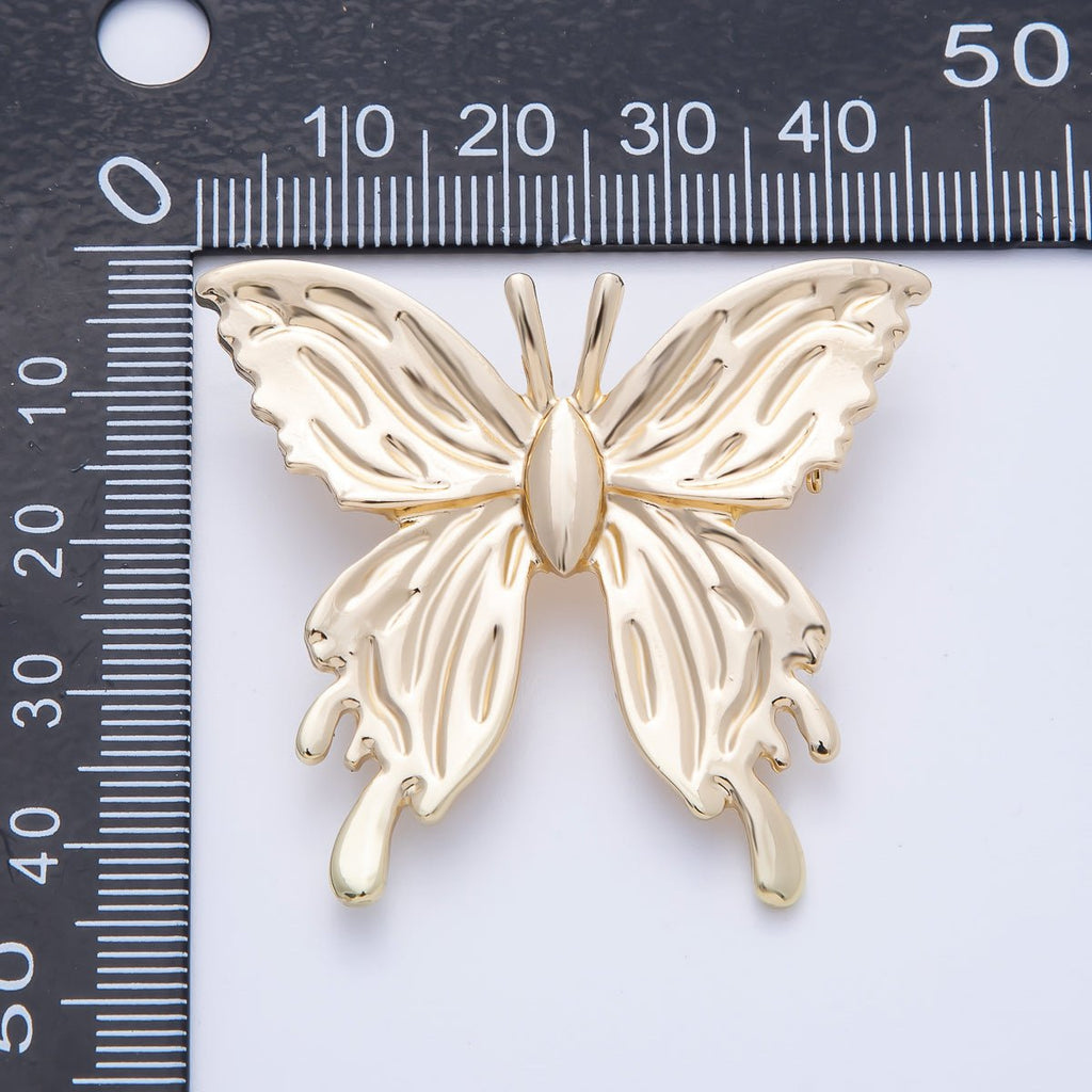 Gold 45mm x 41mm Minimalist Butterfly Insect Pin Brooch | BH-090