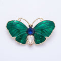 Gold 49.3mm x 28.2mm Green Butterfly Insect Pin Brooch | BH-019