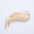 Gold 62.8mm x 48.8mm Feather Swan Bird Animal Pin Brooch | BH-084