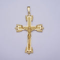 Gold 71mm Jesus Crucifix Cross Dotted Gold Religious Catholic Pendant | AA081