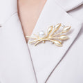Gold Acrylic Pearl Flower Nature Pin Brooch | BH-029