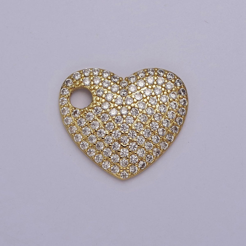14K Gold Filled 20mm Micro Paved CZ Heart Slide Charm | J-00315