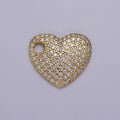 14K Gold Filled 20mm Micro Paved CZ Heart Slide Charm | J-00315