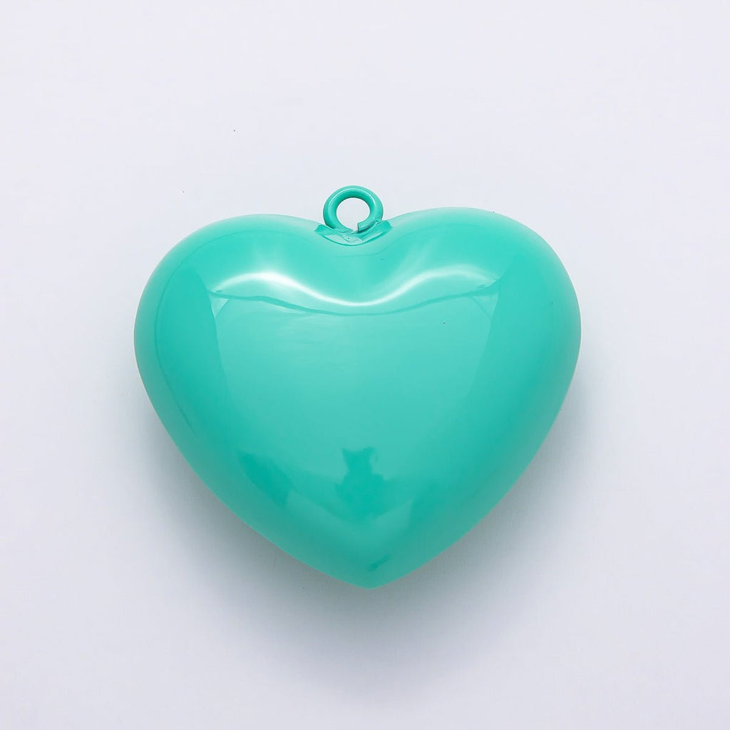 Gold Filled 40mm Blue Teal Enamel Chubby Heart Love 3D Multidimensional Charm | Charms-00847
