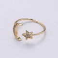 Gold Filled Moon Star Open Wrap Ring | R-00072