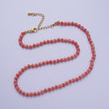 Gold Filled Red Coral Rondelle Heishi Gemstone Gold Spacer Beads 15.5 Inch Choker Necklace | WA-1433