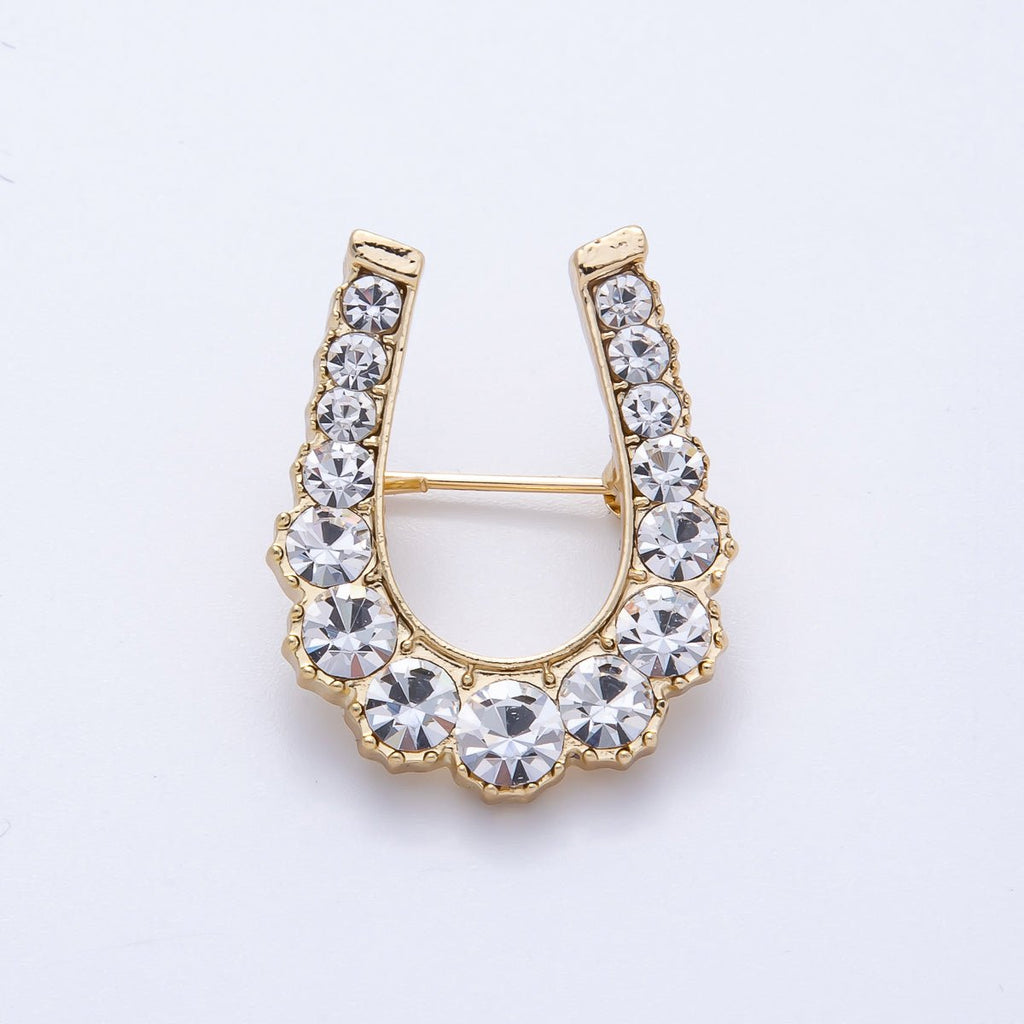 Gold Gradient Rhinestone Horseshoe Pin Brooch | BH-043