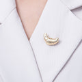 Gold Minimalist 24mm x 15mm Croissant Pastry Pin Brooch | BH-044