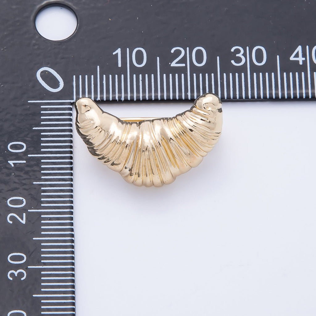 Gold Minimalist 24mm x 15mm Croissant Pastry Pin Brooch | BH-044