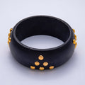 Gold Round Dotted Studded Triangle Wood Bangle Bracelet | WA-04320 ~ WA-04322