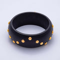 Gold Round Dotted Studded Wood Bangle Bracelet | WA-04317 ~ WA-04319