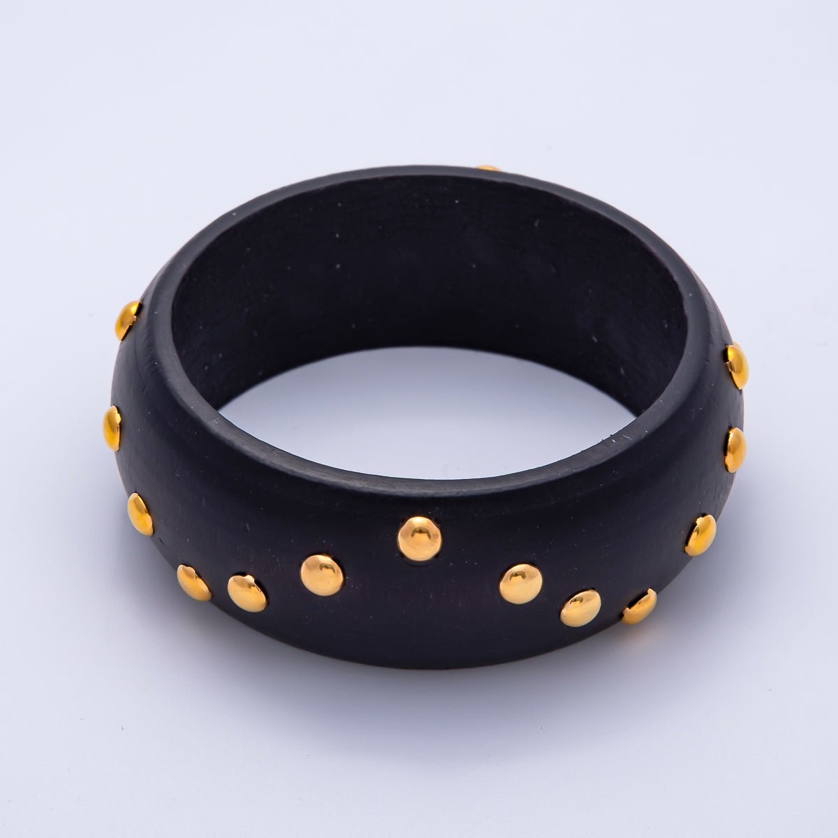 Gold Round Dotted Studded Wood Bangle Bracelet | WA-04317 ~ WA-04319