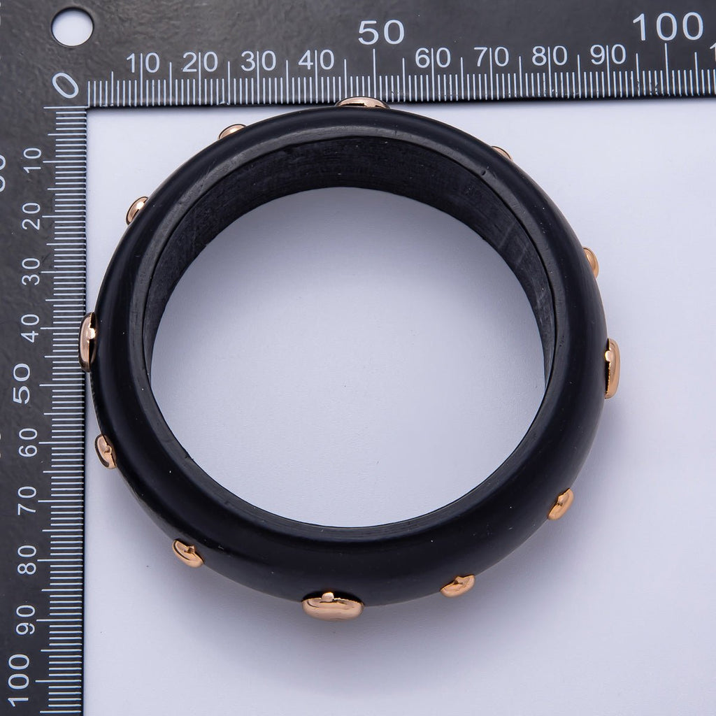Gold Studded Wood Bangle Stackable Bracelet | WA-04310