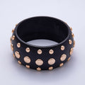 Gold Studded Wood Bangle Statement Bracelet | WA-04314