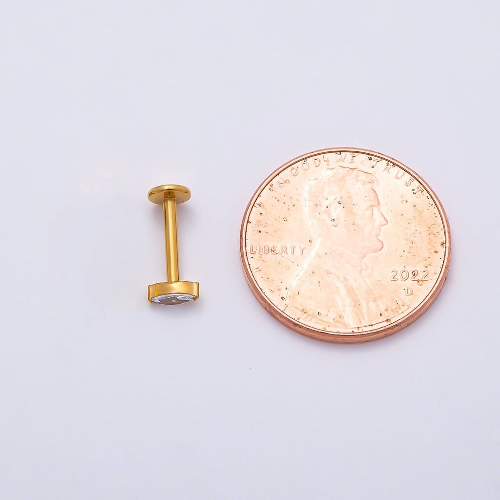Gold Titanium 4.5mm Marquise CZ Cartilage Piercing Flat Back Stud | BJ-00204