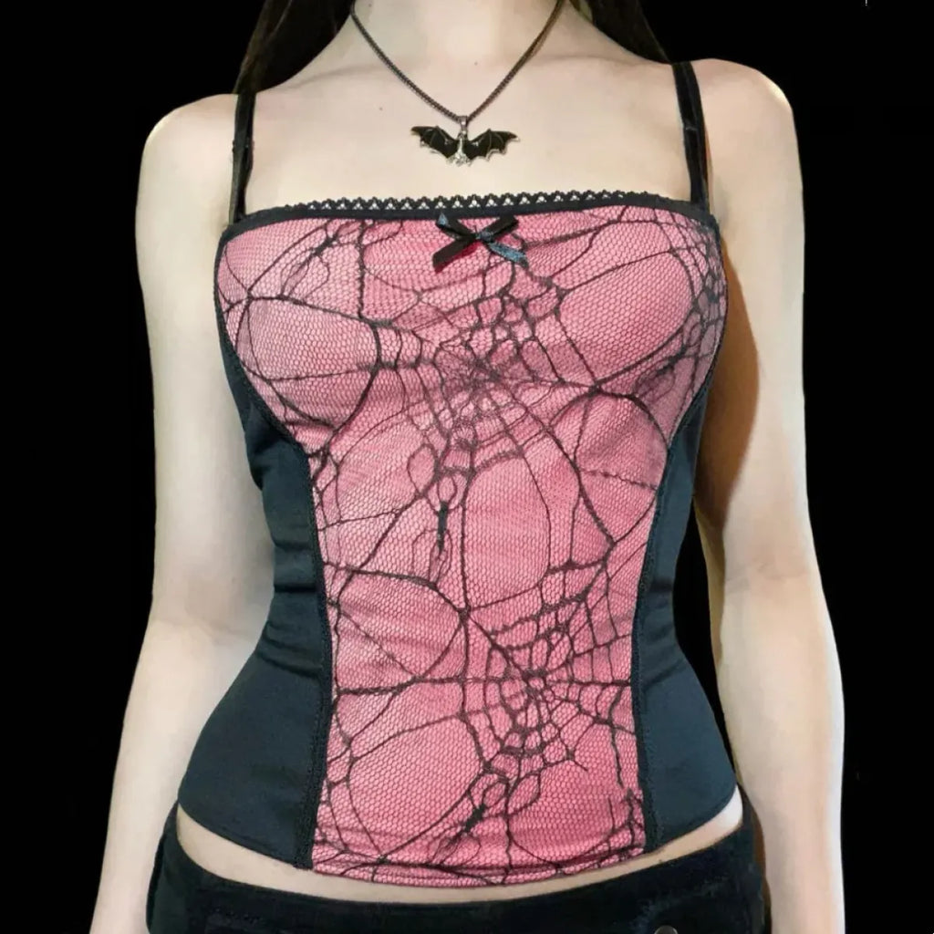 Gothic Spider Lace Cami Top