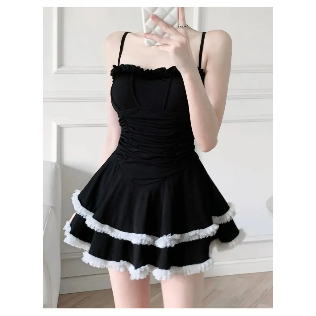 Halter Lace Swimsuit Dress – Ruffled Girly Slim Beachwear 2025