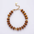 Handmade 10mm Round Flat Rondelle Bead Resin 7.5 Inch Bracelet w/ Extender Gold Pvd Stainless Steel | WA-04613 - WA-04618