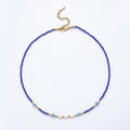 Handmade 2.5mm Shell Pearl Blue, Light Blue, Black Multifaceted Crystal Gemstone Chain 16 Inch Necklace | WA-00689 WA-00699 WA-00790