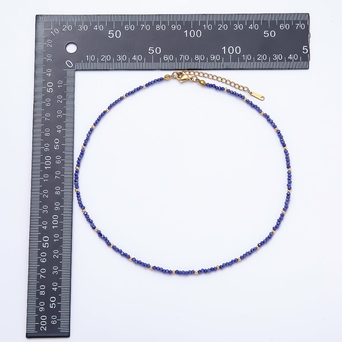 Handmade 2mm Blue, Clear, Light Blue, Green Multifaceted Crystal Gemstone Chain 16 Inch Necklace | WA-00562 WA-00582 WA-00654 WA-00660