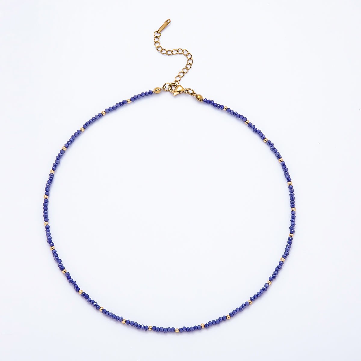 Handmade 2mm Blue, Clear, Light Blue, Green Multifaceted Crystal Gemstone Chain 16 Inch Necklace | WA-00562 WA-00582 WA-00654 WA-00660