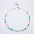 Handmade 4mm Amazonite White Quartz Rondelle Gemstone Chain 16 Inch Necklace | WA-00460