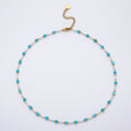 Handmade 4mm Turquoise Aventurine White Quartz Rondelle Gemstone Chain 16 Inch Necklace | WA-00453
