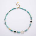 Handmade 5mm Blue Amazonite Multi Round Pebble Gemstone Chain 16 Inch Necklace | WA-04741