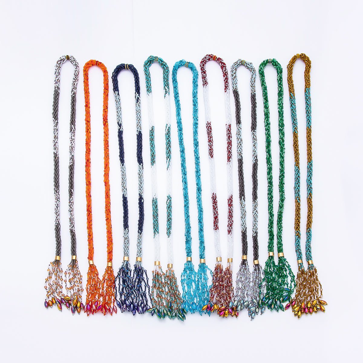 Handmade 7mm Multi Layer Fringe Knot Lariat Multifaceted Crystal Gemstone Chain 36 Inch Necklace | WA-01145 ~ WA-01307