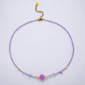 Handmade Stainless Steel 2mm Amethyst Gemstone Chain 16 Inch Necklace | WA-04638