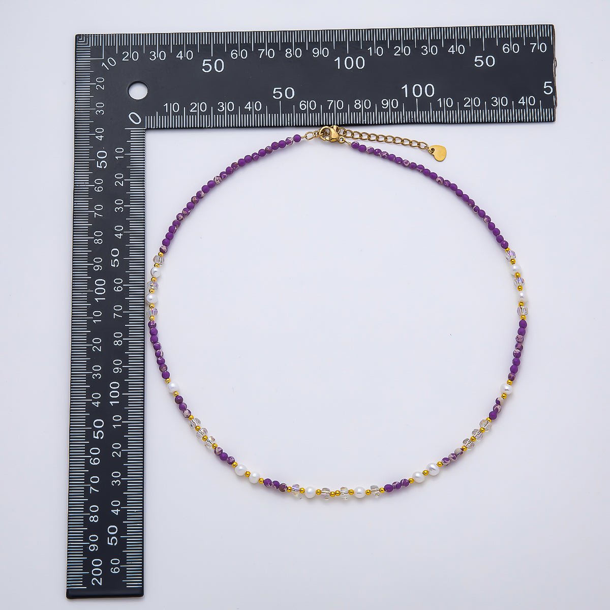 Handmade Stainless Steel 3mm Purple Amethyst AB Gemstone Chain 16 Inch Necklace | WA-04647