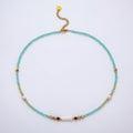 Handmade Stainless Steel 4mm Blue Aquamarine Shell Pearl Gemstone Chain 16 Inch Necklace | WA-04645