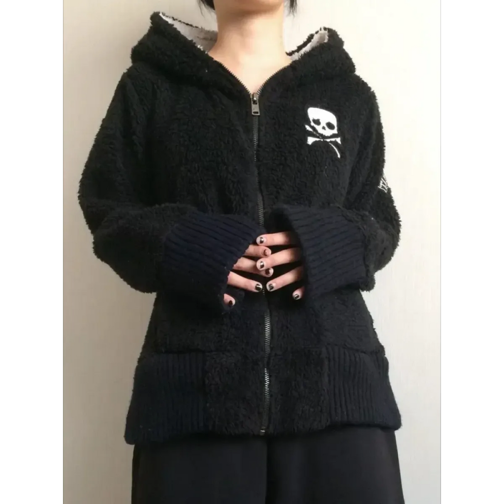 Harajuku Grunge Skull Zip Hoodie