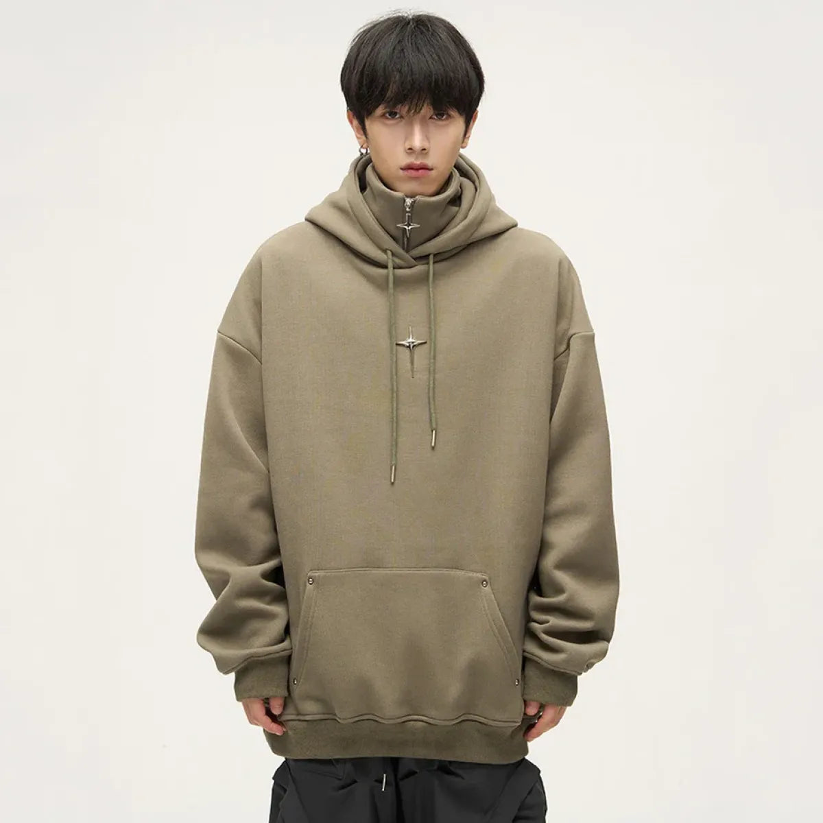 Harajuku High Neck Hoodie