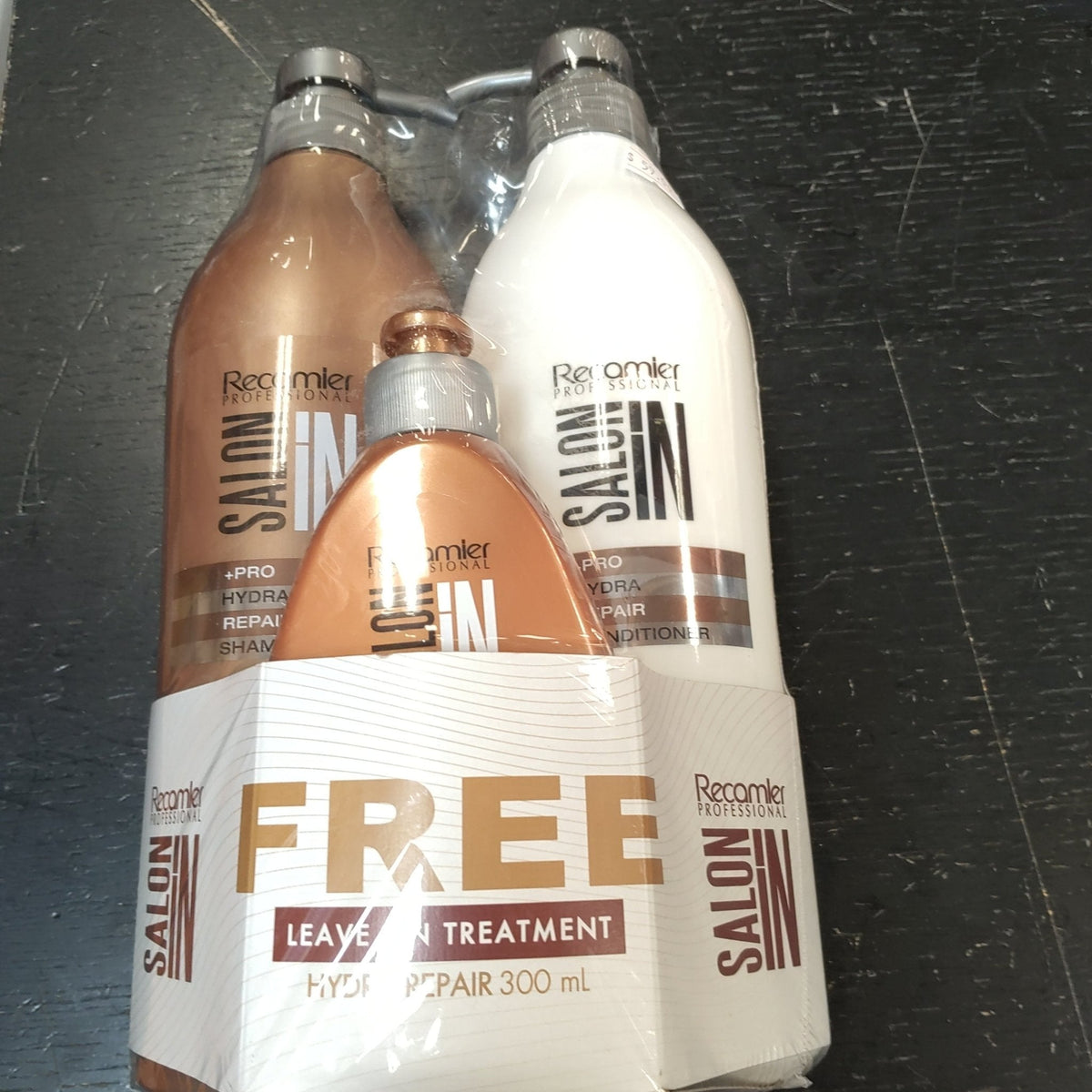 Recamier Salon In Hydra Repair 3-Piece Kit - Shampoo & Conditioner 33.8 oz (1000 ml) + Free Leave-In 10.1 oz (300 ml)