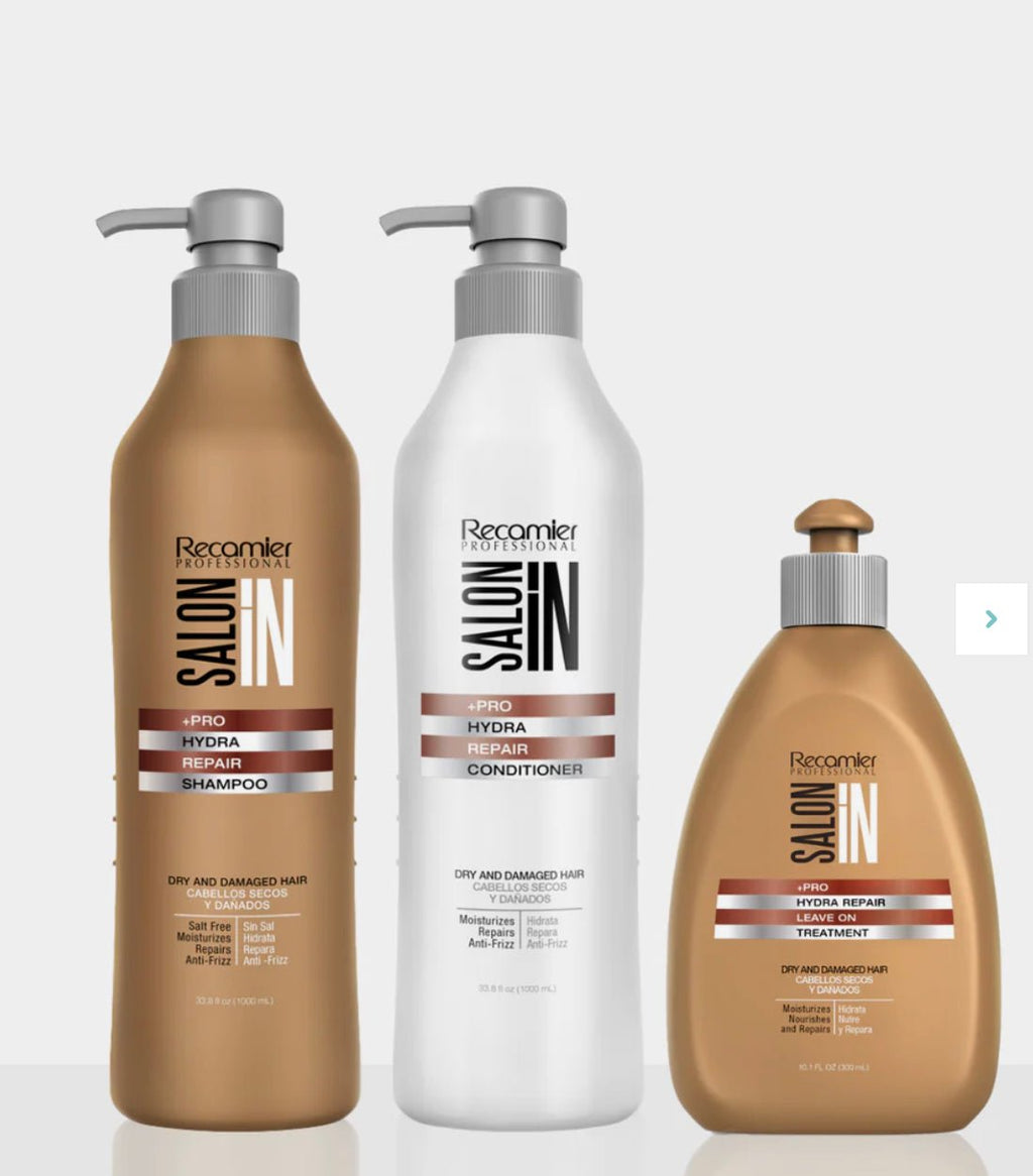 Recamier Salon In Hydra Repair 3-Piece Kit - Shampoo & Conditioner 33.8 oz (1000 ml) + Free Leave-In 10.1 oz (300 ml)