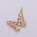 18K Gold Filled Baguette Marquise CZ Butterfly Charm | D874