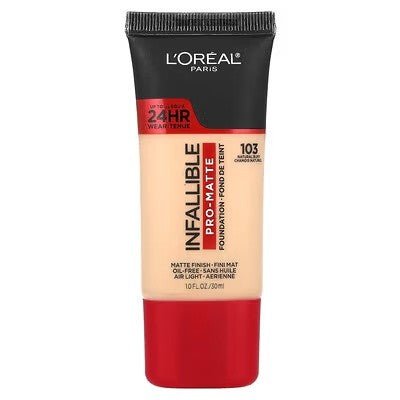 L'Oréal Paris Infallible Pro-Matte Liquid Foundation, 103 Natural Buff, 1 fl oz